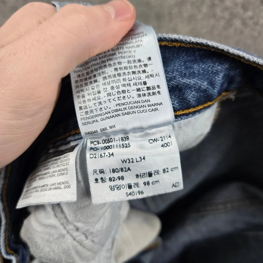 Levi 501 Jeans Mens 32x34 Blue Denim Patchwork Button Fly Straight Leg